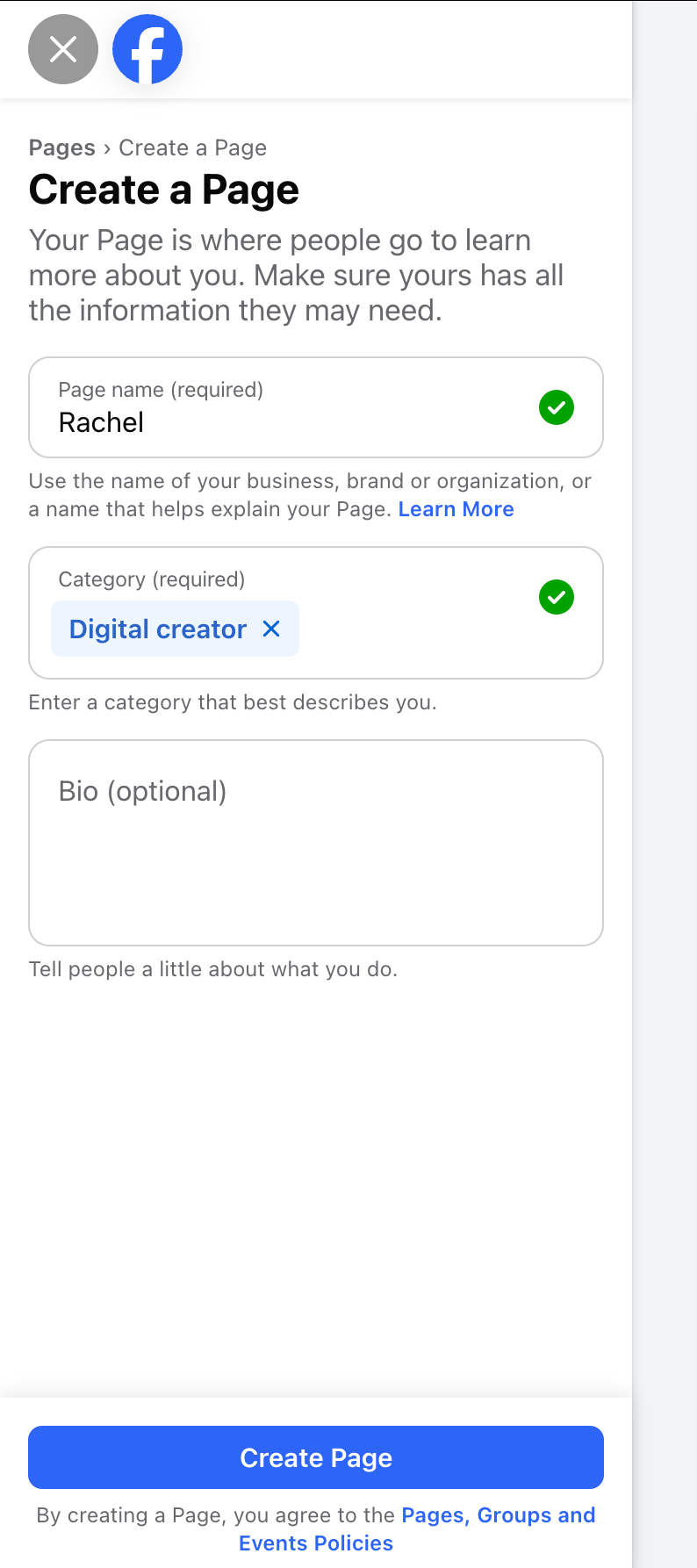 Fill page information
