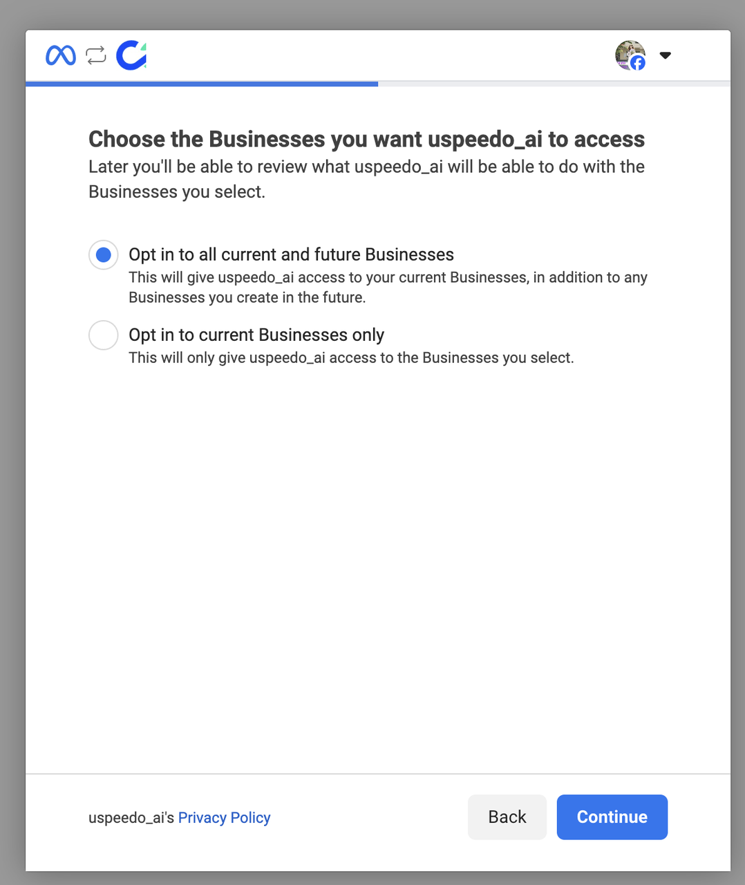 Choose businesses to connect