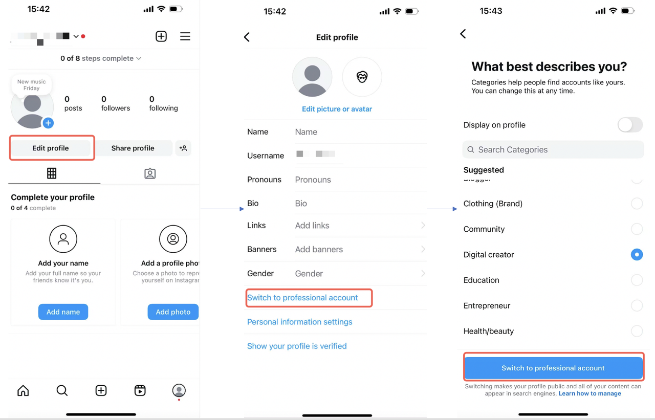 Instagram Business account setup