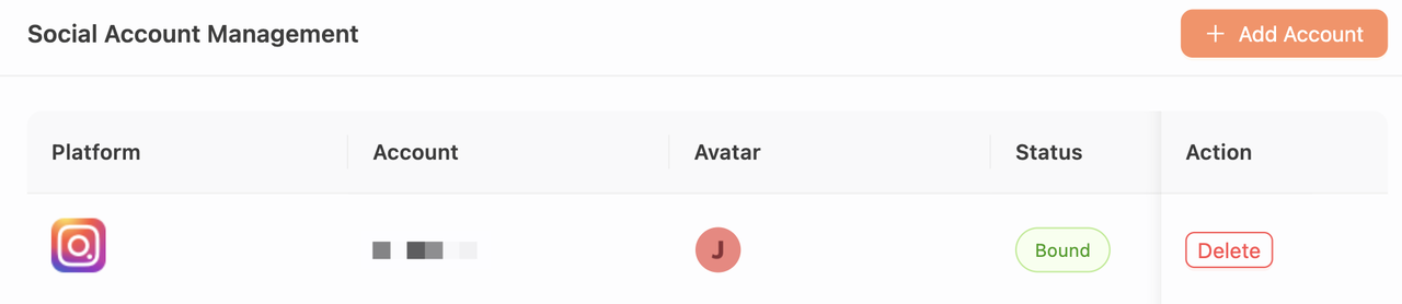 Instagram connection successful