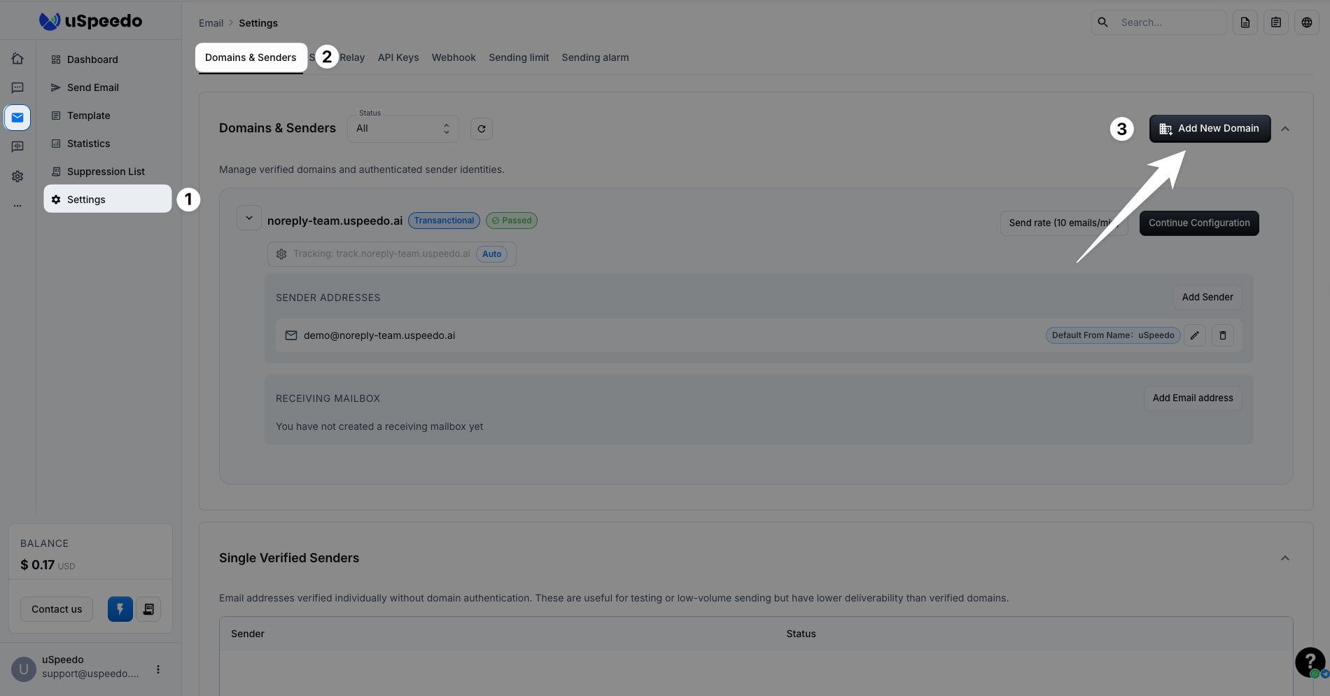 Add new domain | uSpeedo