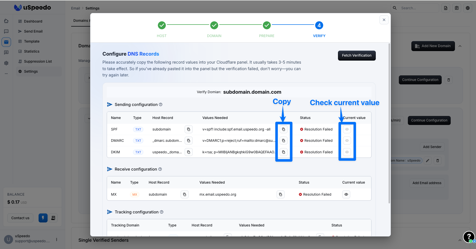Configure DNS Records | uSpeedo