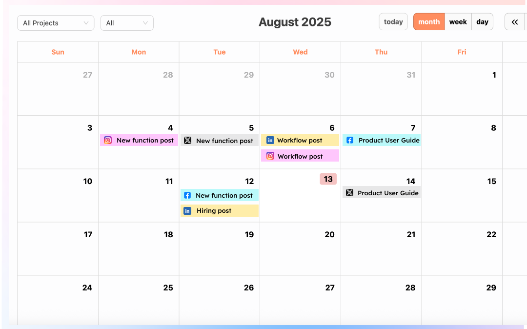 uSpeedo Calendar Page