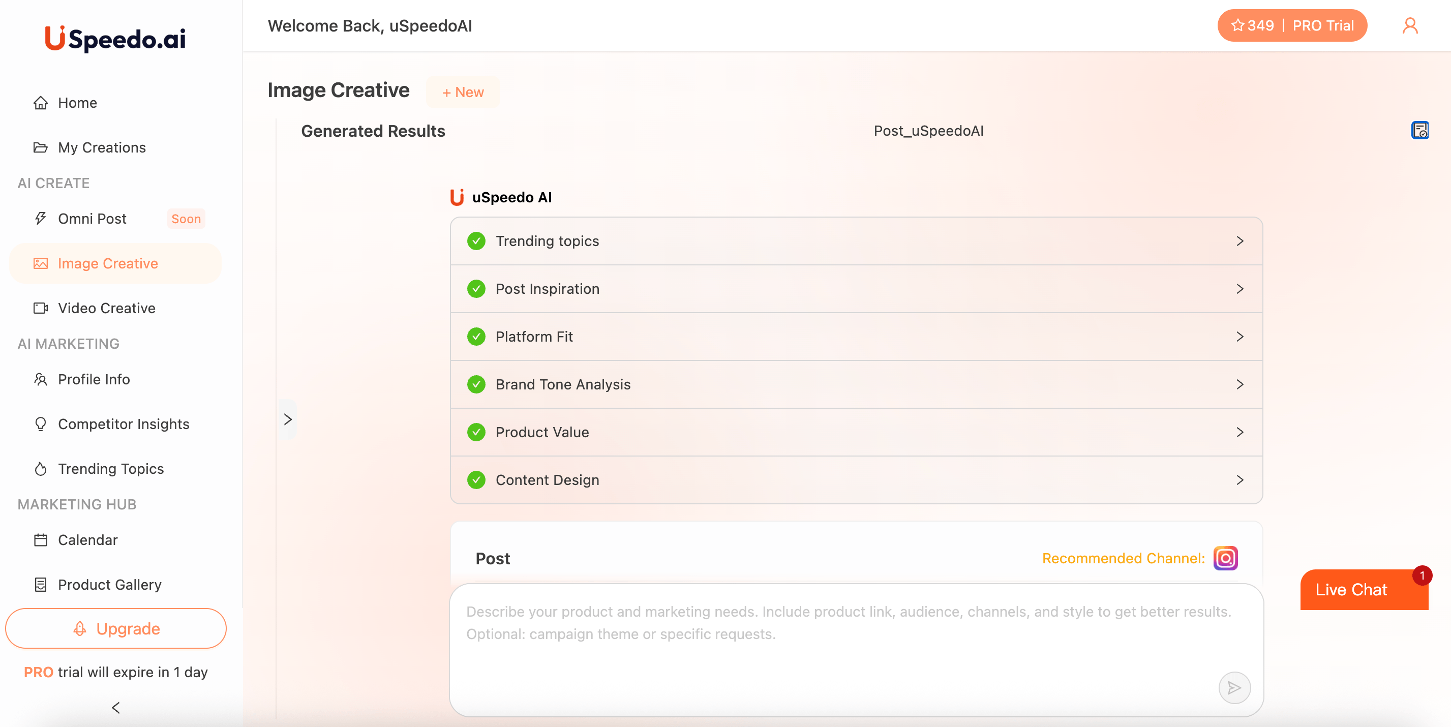 uSpeedo Quick Start Checklist Image Page
