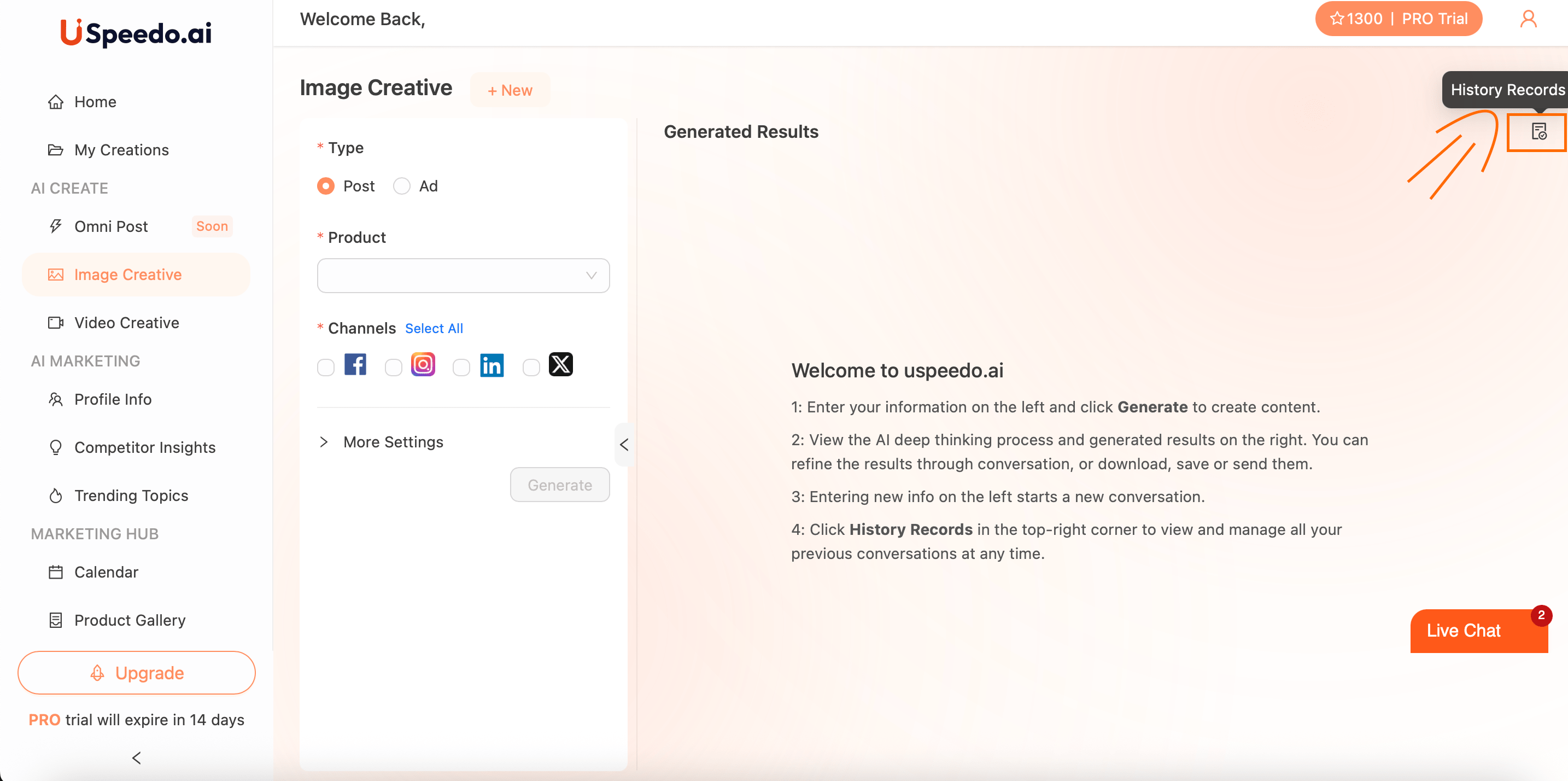 uSpeedo History Records Page