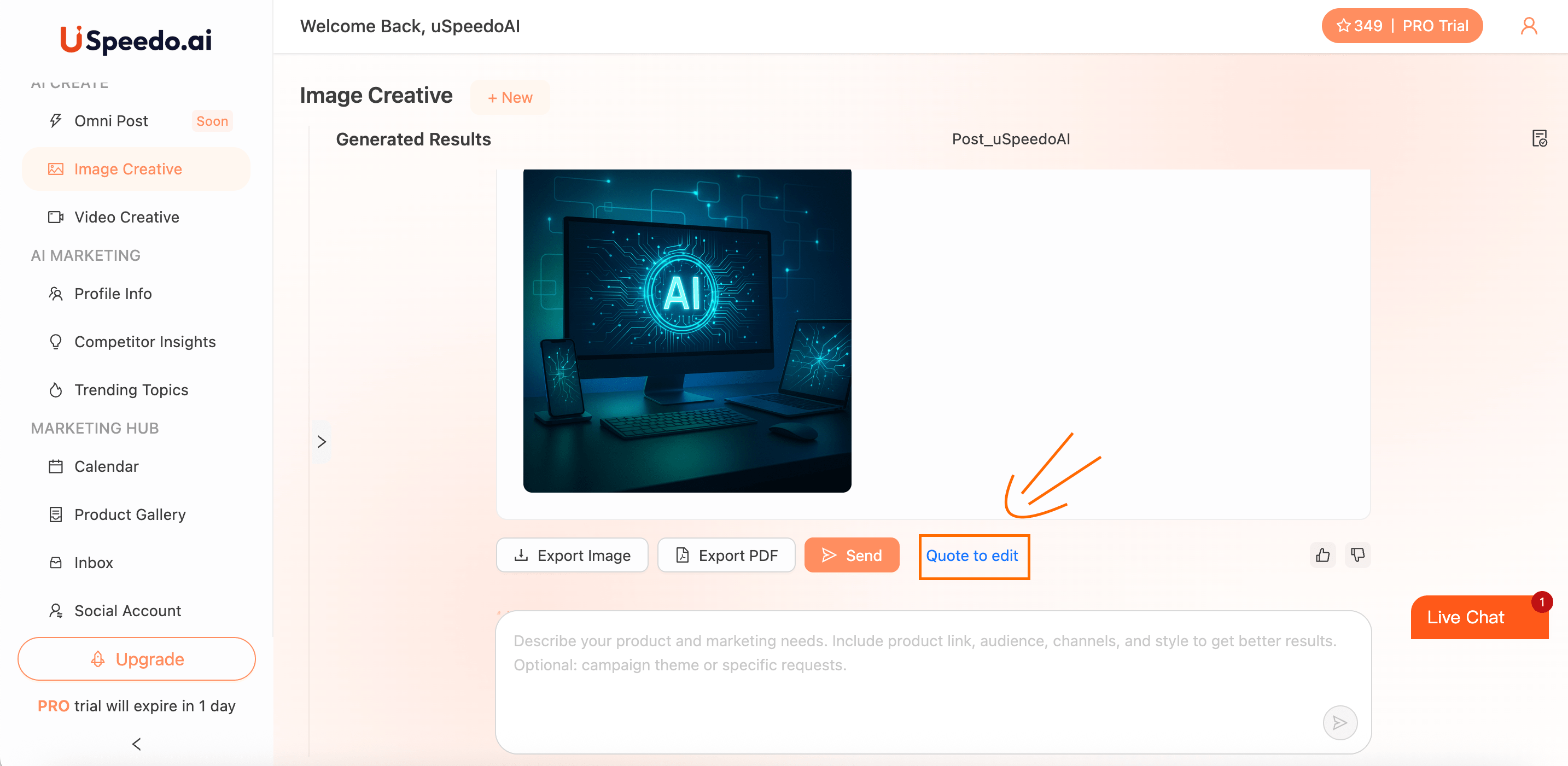 uSpeedo Quote to Edit Page