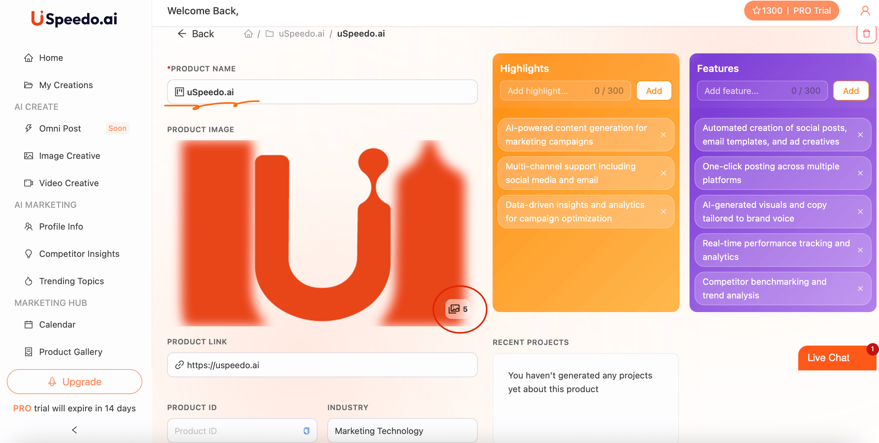 uSpeedo Product Details Page