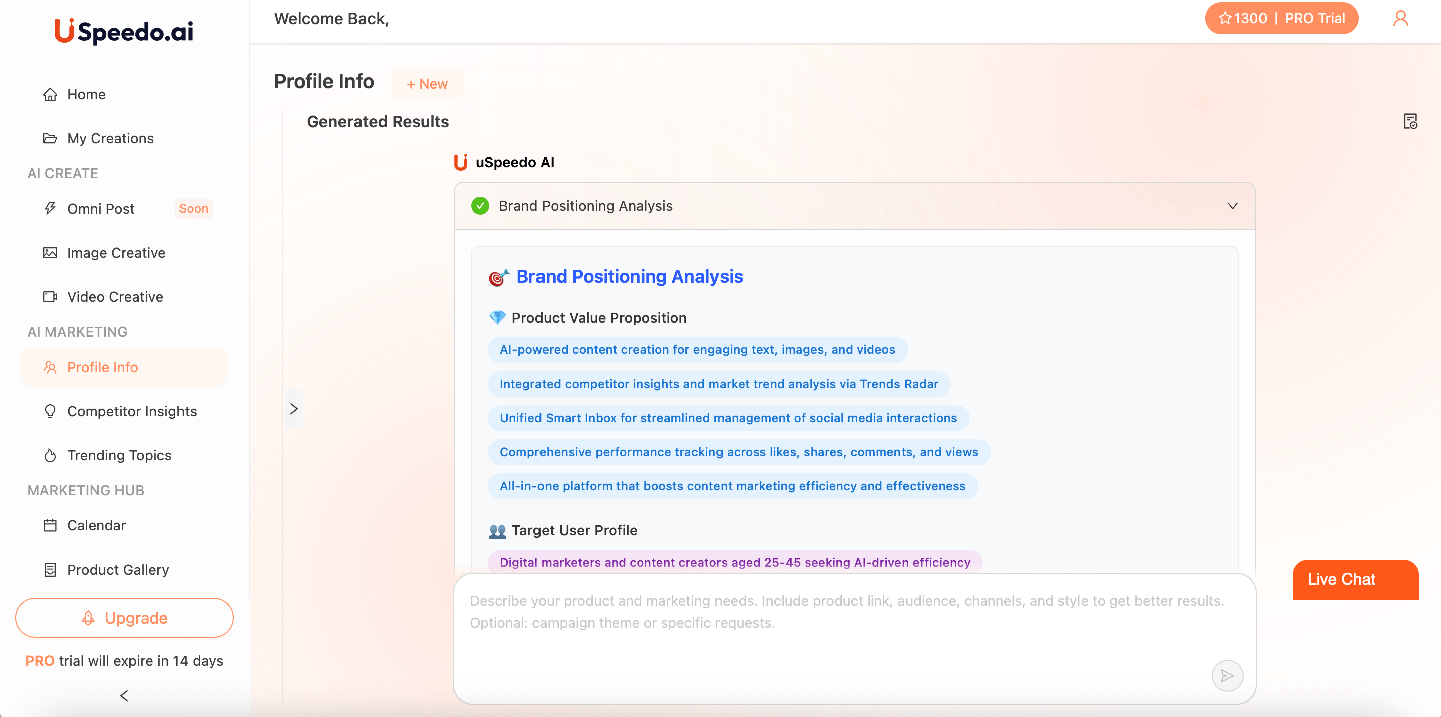 uSpeedo Brand Positioning Page